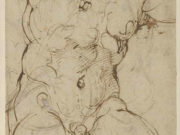 Агостино Карраччи (Agostino Carracci) (Engraves) “Seated Nude Male Figure“