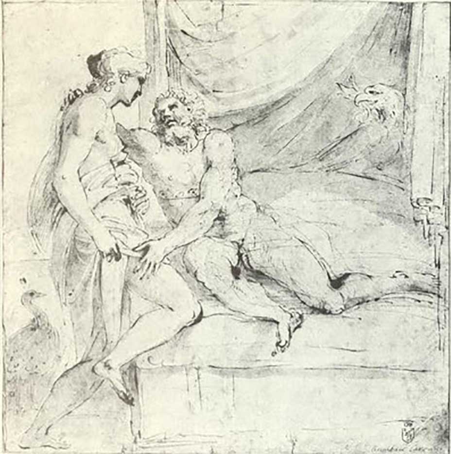 Аннибале Карраччи (Annibale Carracci) “Sketch for Juno and Jupiter fresco“