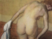 Эдгар Дега (Edgar Degas), “Обнаженная со спины с полотенцем и губкой“