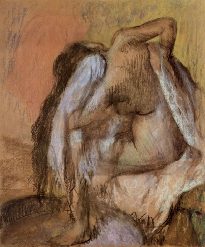 Эдгар Дега (Edgar Degas), “Сидящая обнаженная, вытирающая шею и спину“