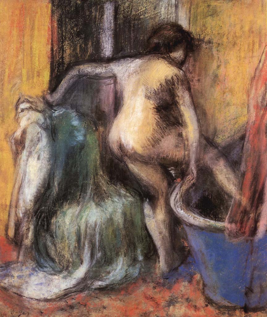 Эдгар Дега (Edgar Degas), “Обнаженная, входящая в ванну“