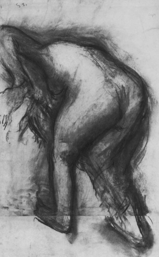 Эдгар Дега (Edgar Degas), “Наклонившаяся обнаженная, вытирающая ноги, со спины“ (Drawings)