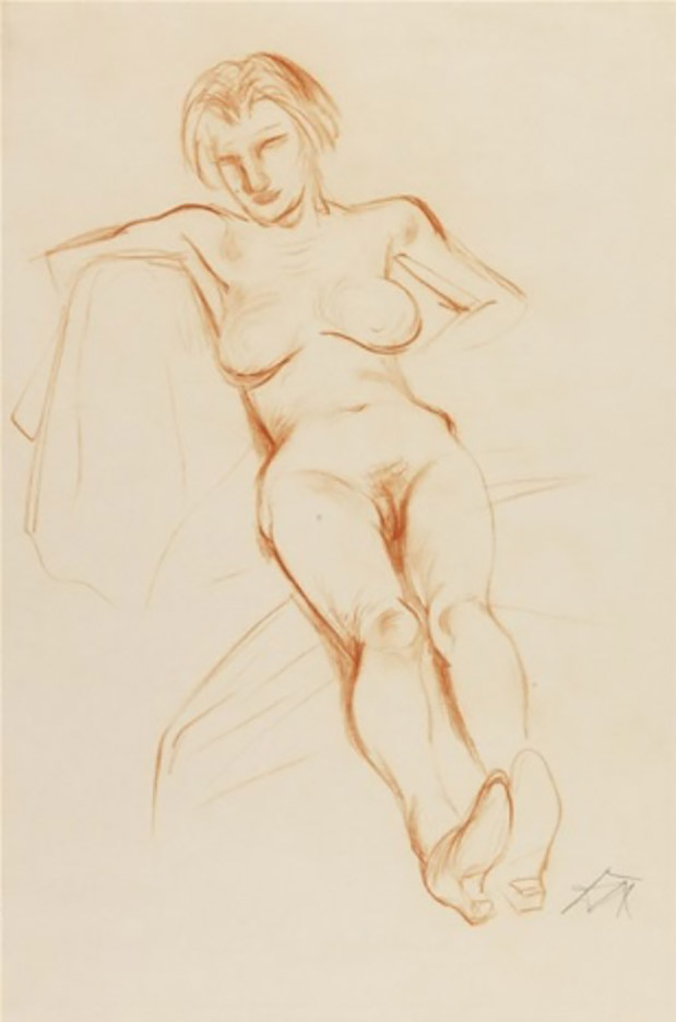Отто Дикс (Otto Dix) Drawing “Liegende Frau“