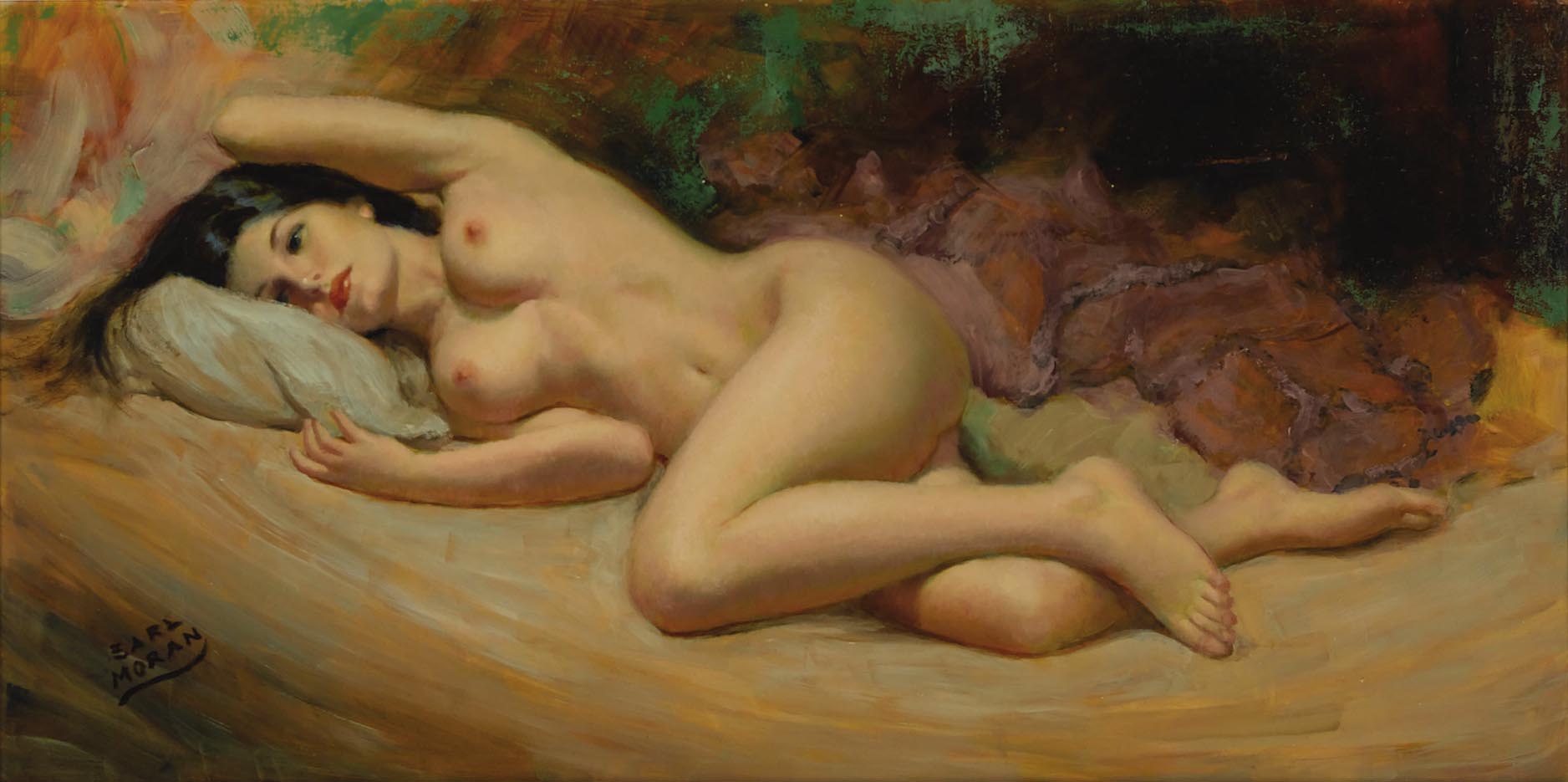 Эрл Моран (Earl Moran), “Reclining Nude. Brunette“