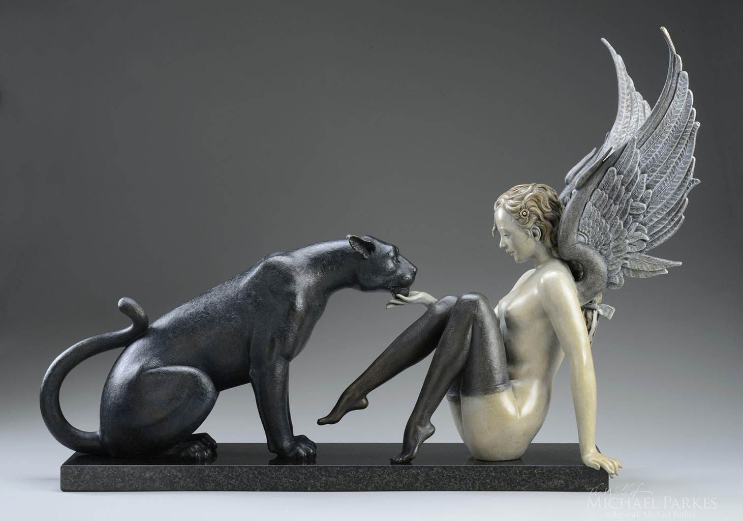 Майкл Паркес (Michael Parkes) Bronze Sculptures “Black Panther White Wings“