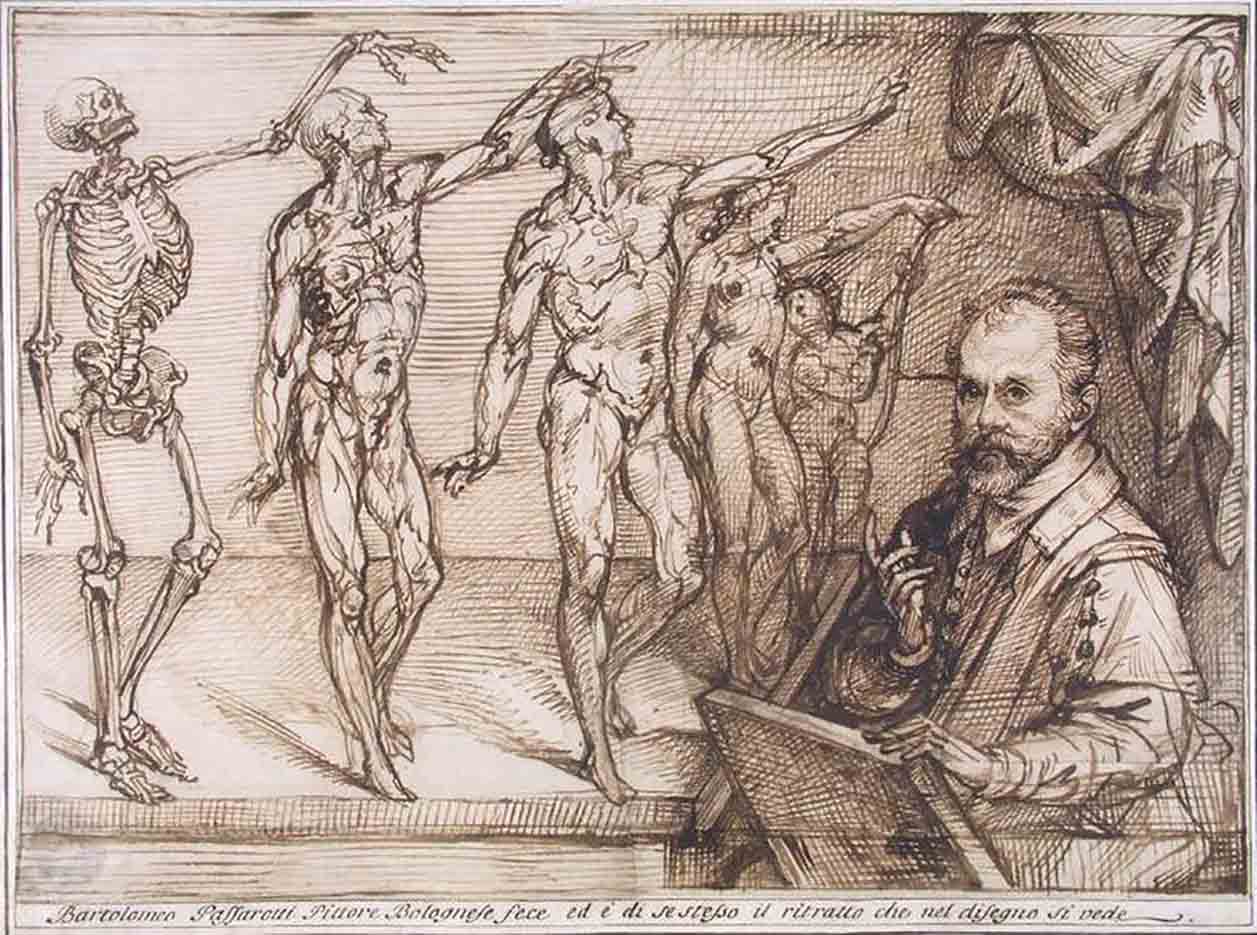 Бартоломео Пассаротти (Bartolomeo Passerotti) “Self-portrait lecturing the theory of anatomical drawing“