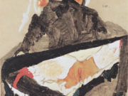 Эгон Шиле (Egon Schiele), “Rothaariges Madchen in schwarzem Kleid mit gespreizten Beinen“