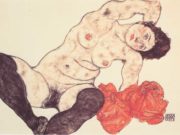 Эгон Шиле (Egon Schiele), “Weiblicher Akt mit gelbem Handtuch“