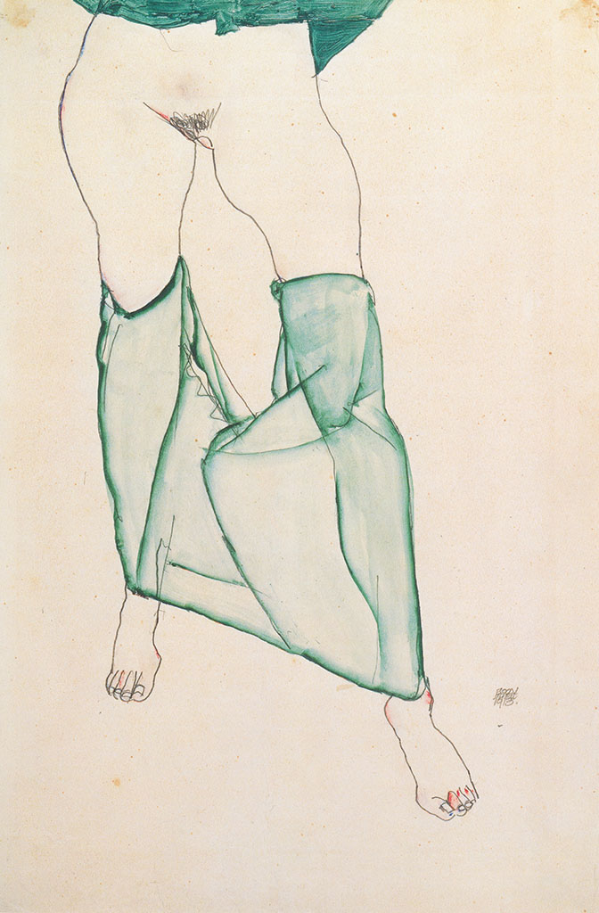 Эгон Шиле (Egon Schiele), “Weiblicher Torso mit gruner Draperie“