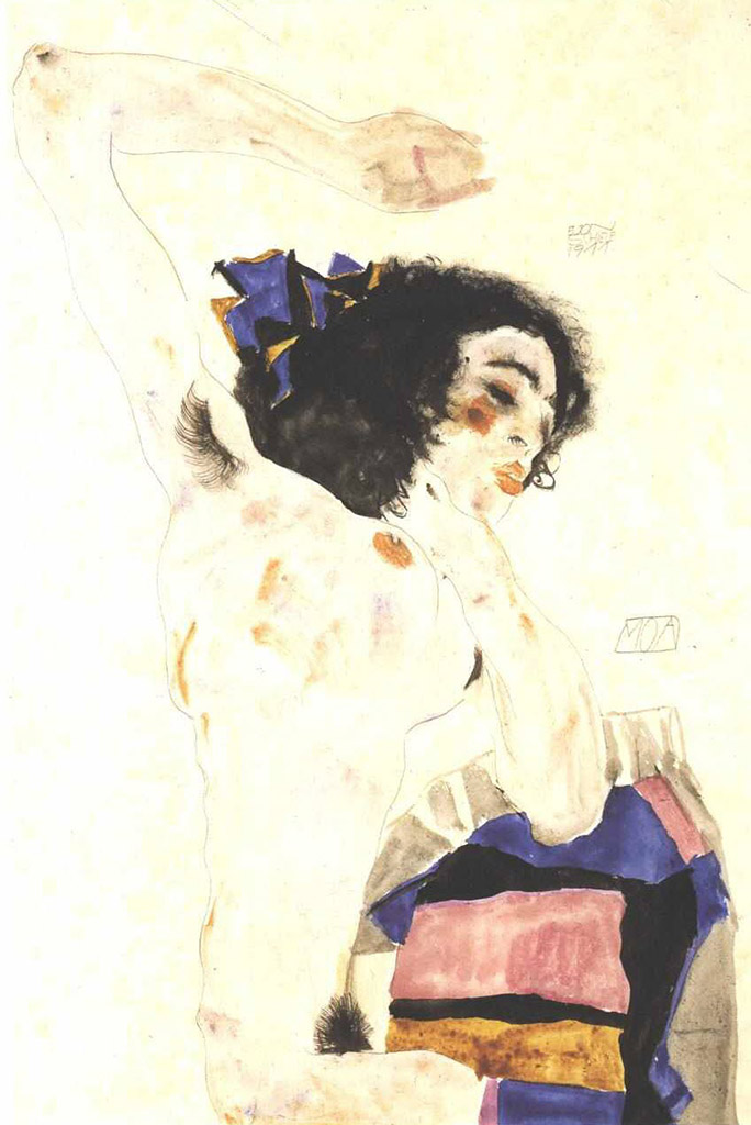 Эгон Шиле (Egon Schiele), “Seated female nude - Moa“
