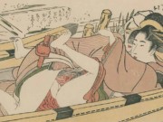 Китагава Утамаро (Kitagawa Utamaro) “Влюбленные в лодке | Lovers in the boat“