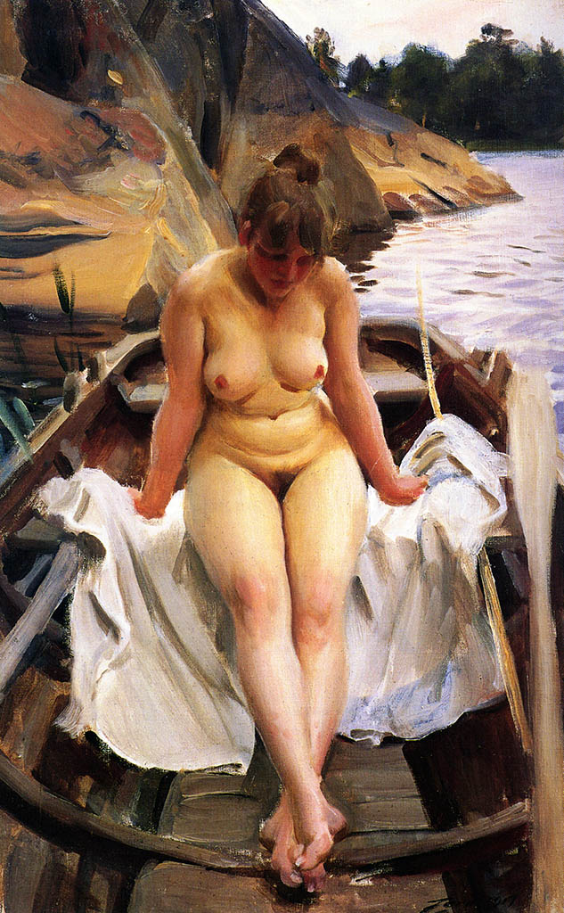 Андерс Цорн (Anders Zorn), “Woman in a boat“